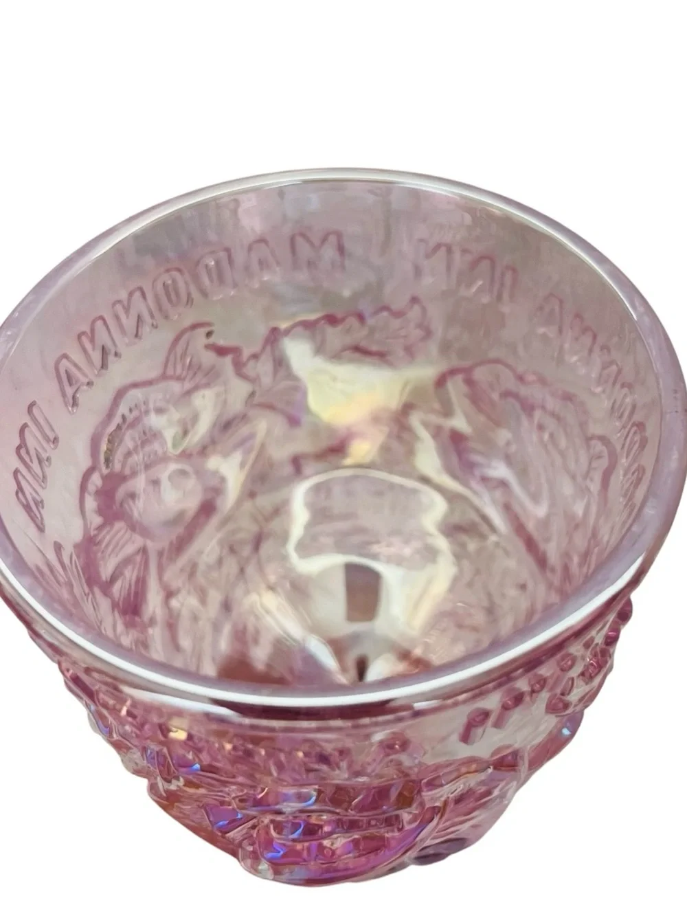Madonna Inn Original Rose Pink Iridescent Glass Wine Goblet